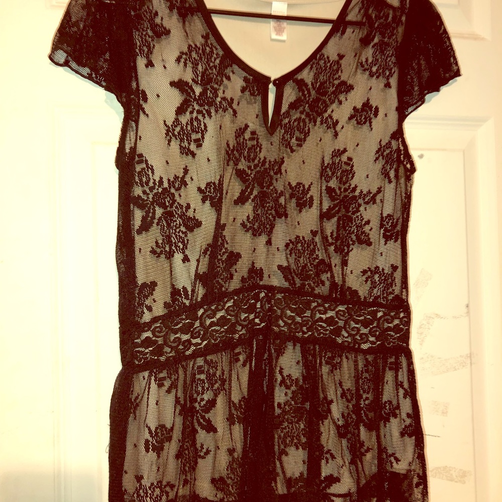 Lace dress shirt with tank top attached